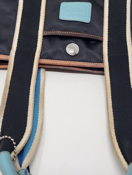 Coach Hampton Black Nylon Leather Trim Tote Mini Bag Purse #1894 Signature Logo - Picture 9 of 13